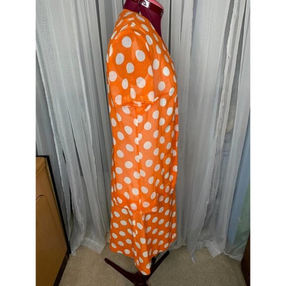Dress Vintage 60s drop waist polka dot orange white - Picture 10 of 13
